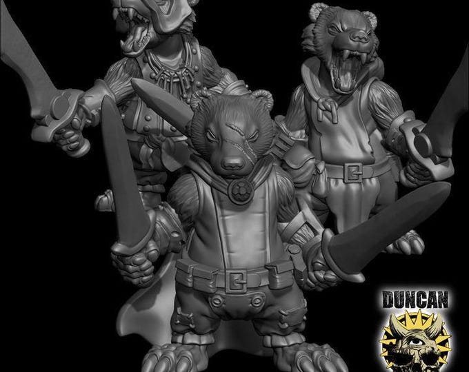 Badger Folk Rangers with Swords - Duncan Shadow - Sci-Fi - Resin Vehicle