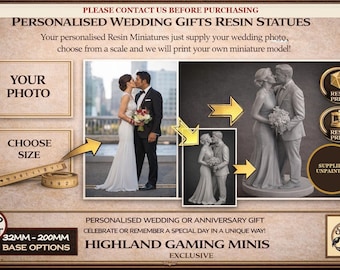 Custom Wedding Miniature from Photo - Personalised Resin Couple Figurine - Anniversary Keepsake Gift