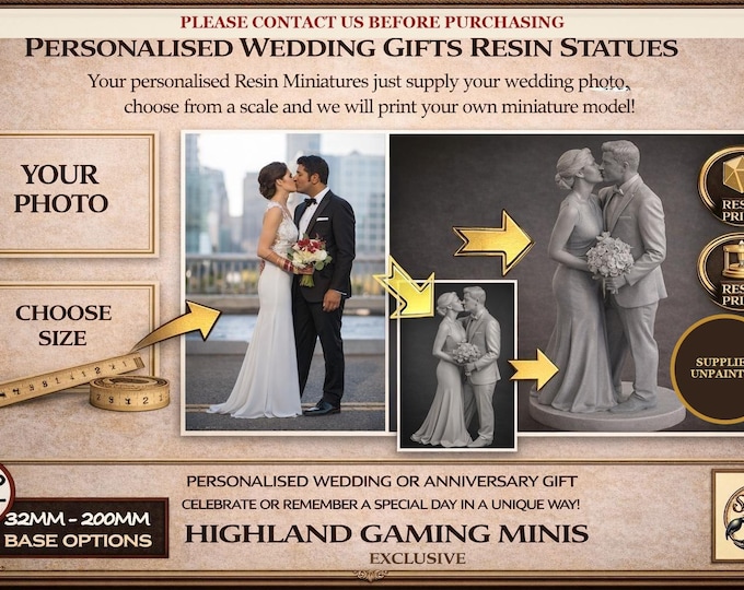 Custom Wedding Miniature from Photo - Personalised Resin Couple Figurine - Anniversary Keepsake Gift