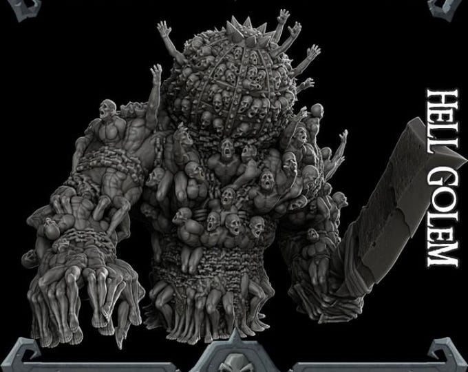 Hell Golem - Fantasy Miniature  - Rocket Pig Games - Tabletop Wargaming for Grimdark | OPR Sci-Fi & Fantasy Resin Mini