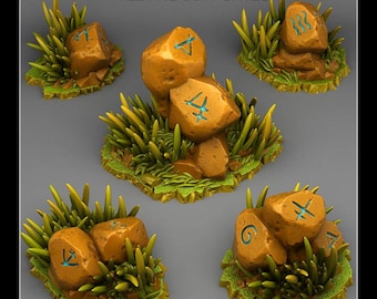 Runic stones Wargaming Terrain Objectives | Fantastic Plants and Rocks | PathFinder | Mini | Dungeons and Dragons | Fantasy | RPG
