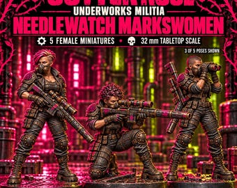 Gutter Rose Needlewatch Marksmen | Choose 1 of 5 or Full Set | Female Sci-Fi Resin Miniatures | HGM Exclusive