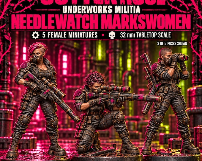 Gutter Rose Needlewatch Marksmen | Choose 1 of 5 or Full Set | Female Sci-Fi Resin Miniatures | HGM Exclusive