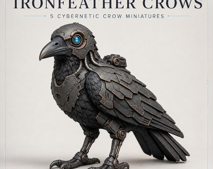 Ironfeather Crows | Set of 5 Cybernetic Crow Resin Miniatures | 28–32mm | HGM Exclusive