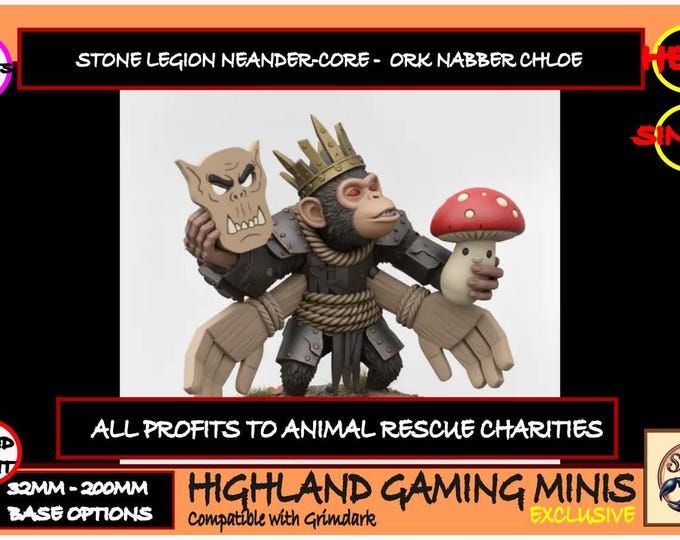 Galactic Neander-Core - Orc Nabber Chloe The Dino Rider Mascot Exclusive Animal Rescue Charity Model HighlandGamingMinis Tabletop Wargaming