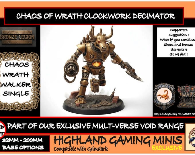 Chaos of Wrath Bronze Legion - Clock-Work Decimator - Exclusive Multi-Verse Warp Wars HighlandGamingMinis Tabletop Wargaming Miniature Range