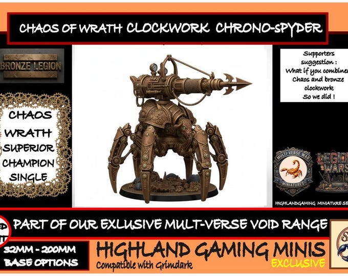 Chaos of Wrath Bronze Legion Clockwork Chrono-Spyder Exclusive Multi-Verse Warp Wars HighlandGamingMinis Tabletop Wargaming Miniature