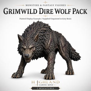 Grimwild Dire Wolf Pack | Välj pose eller komplett set | 32–50 mm resinminiatyrer | HGM Exklusivt
