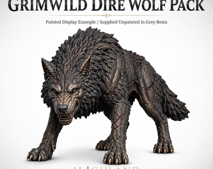Grimwild Dire Wolf Pack - HGM Exclusive Resin Fantasy Wolf Miniatures
