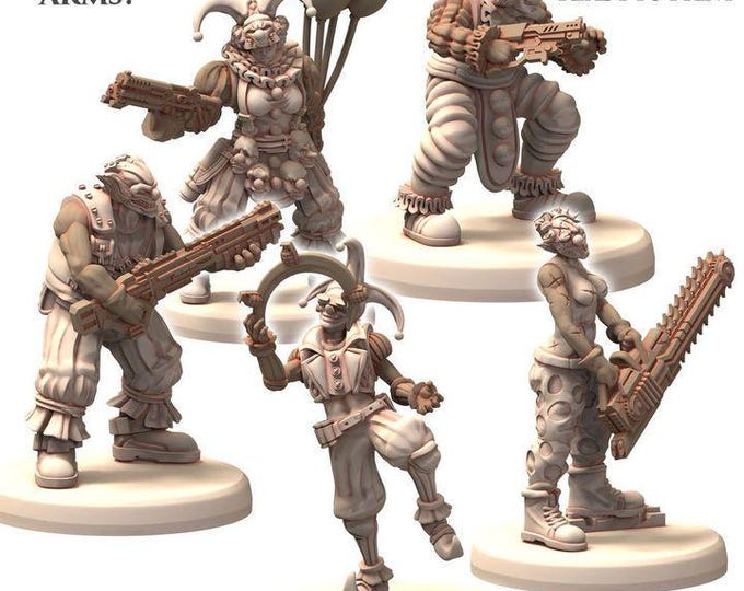 TECHNOPUNK Clussy Gang Violent Clown Circus - Printerra Studios - Tabletop Wargaming Miniature for Grimdark | OPR | Sci-fi