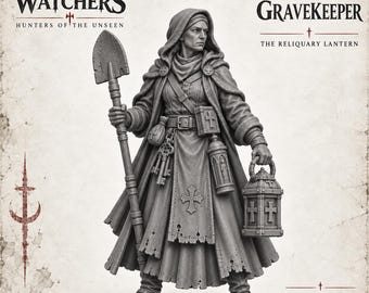Night Watchers Gravekeeper | Gothic Grave Warden | 32mm Resin Horror RPG Miniature | HGM Exclusive