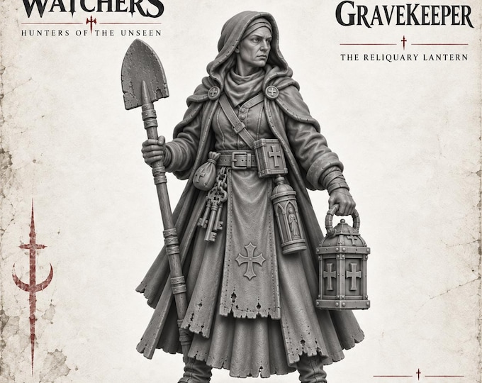 Night Watchers Gravekeeper | Gothic Grave Warden | 32mm Resin Horror RPG Miniature | HGM Exclusive