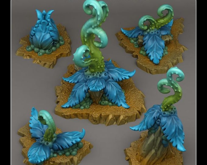 Alien Tentacle Plants Wargaming Terrain Objectives | Fantastic Plants and Rocks | PathFinder | Mini | Dungeons and Dragons | Fantasy | RPG