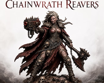 Chainwrath Reavers - Bloodiron Legion - 10 Grey Resin Miniatures - Highland Gaming Minis Exclusive - Compatible with OPR & Grimdark Futurers