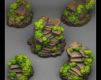 Ancient Magic Stairs Wargaming Scatter Terrain Objectives - Fantastic Plants & Rocks - Fantasy Terrain Set