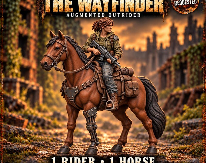 Wayfinder Augmented Outrider | Wren Mounted Survivor or Pair | 60mm Resin Miniatures | Hollow Bloom HGM