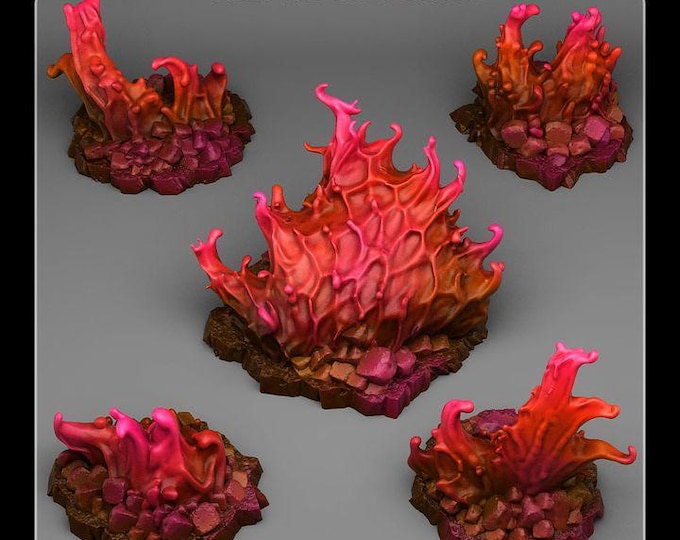 Infernal Blood Flames Wargaming Terrain Objectives | Fantastic Plants and Rocks | PathFinder | Mini | Dungeons and Dragons | Fantasy | RPG