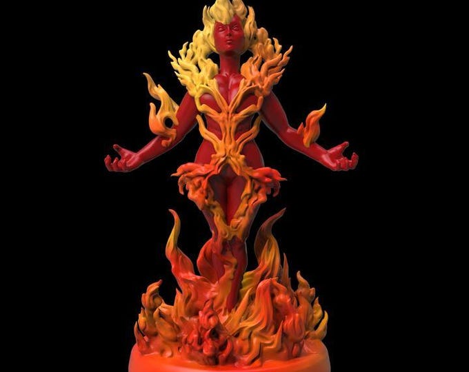 Greater Demoness Princess Banaspati the fire spirit 25mm - 100mm - Printerra Studios - Tabletop Wargaming Miniature for Grimdark OPR Sci-fi