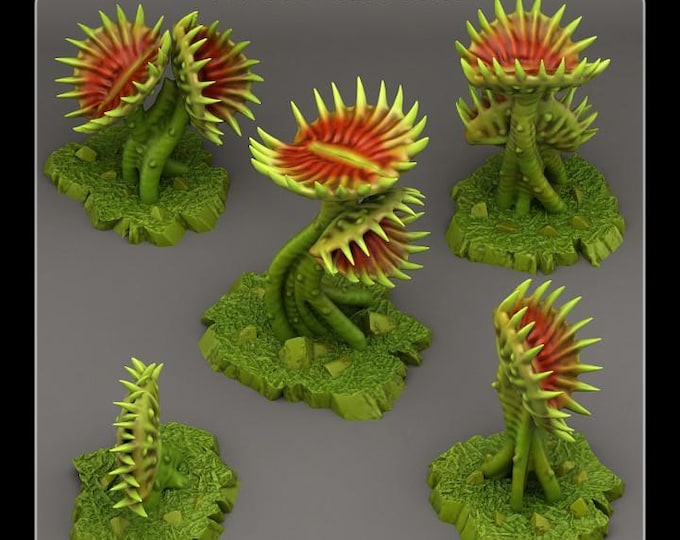 Carnivorous Plants Wargaming Terrain Objectives | Fantastic Plants and Rocks | PathFinder | Mini | Dungeons and Dragons | Fantasy | RPG