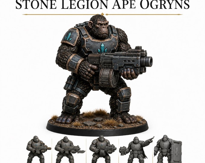 Stone Legion Ape Ogryns - HGM Exclusive Resin Sci-Fi Miniatures - 5 Model Unit