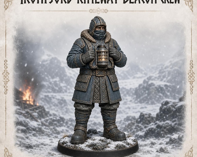 Ironfjord Rimeway Beacon Crew | 5 Winter Route Workers | HGM Resin Miniatures