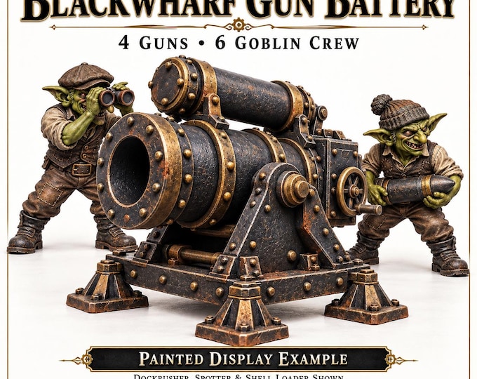 Blackwharf Gun Battery | Choose 1 of 4 Industrial Guns, 6 Goblin Crew or Full Set | 32mm Resin Miniatures | HGM Original