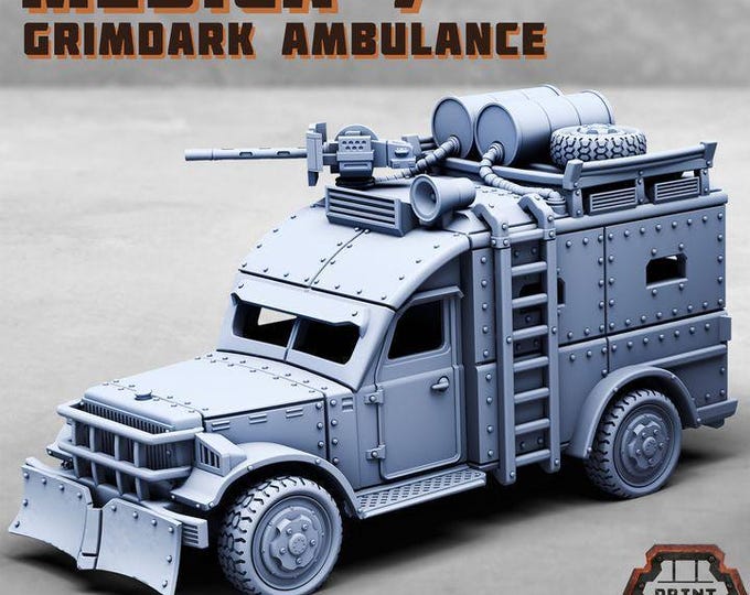 Medica-7 - Grimdark Ambulance - Print Minis - Tabletop Wargaming Miniature for Grimdark | OPR | Sci-fi