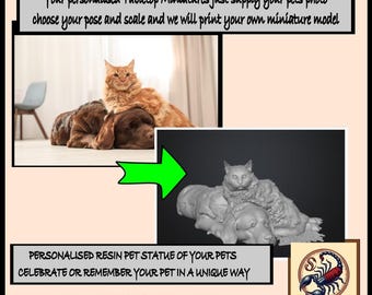 Personalised Pet Resin Statue 2D Photo to a 3D Miniature  - Exclusive Highland Gaming Minis - Statue