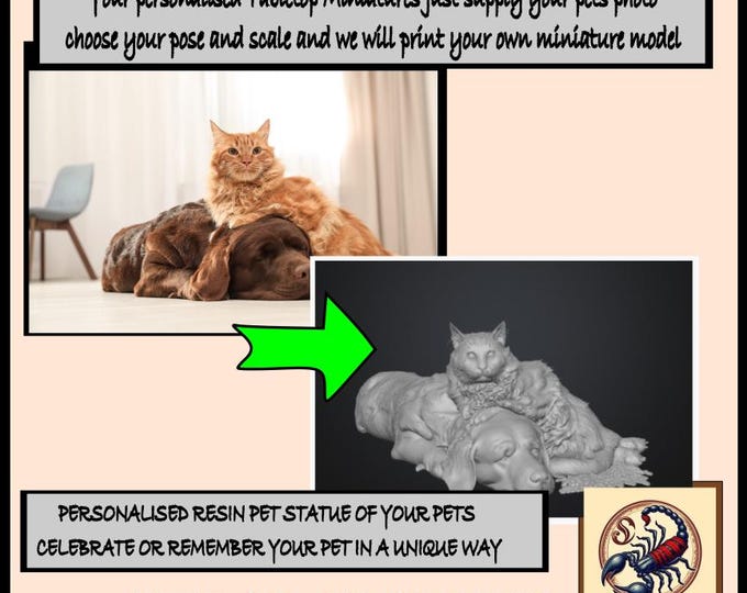 Personalised Pet Resin Statue 2D Photo to a 3D Miniature  - Exclusive Highland Gaming Minis - Statue