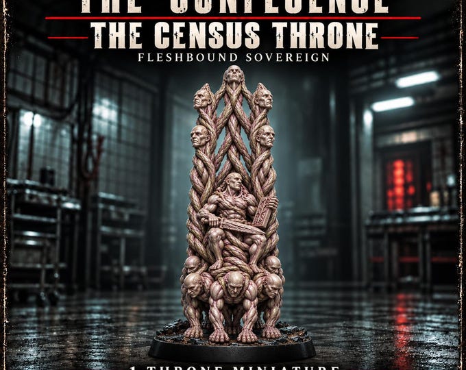 The Census Throne | Living Flesh Horror Sovereign Resin Miniature | 32mm Gaming Scale | The Confluence | HGM Exclusive