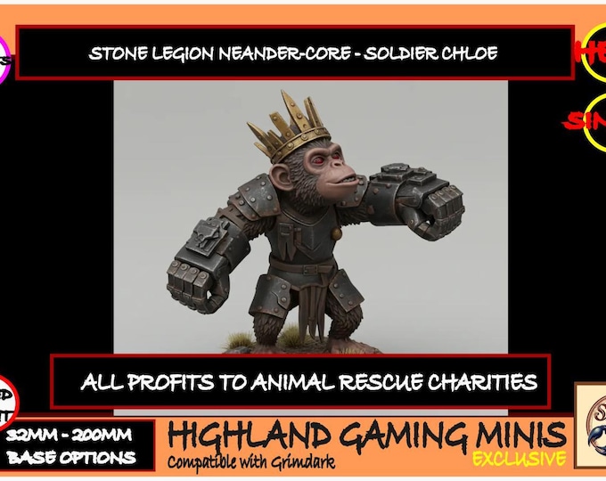 Galactic Neander-Core - Soldier Chloe The Dino Rider Mascot - Exclusive Animal Rescue Charity Model HighlandGamingMinis Tabletop Wargaming