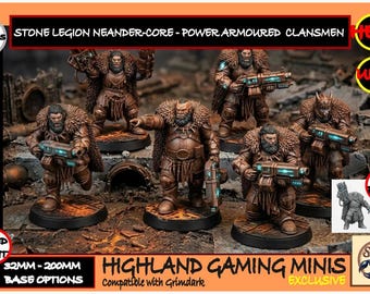 Galactic Marine Stone Legion - Neander-Core - Power Armoured Clansmen Exclusive Highland Gaming Minis Tabletop Wargaming for Grimdark Sc-fi