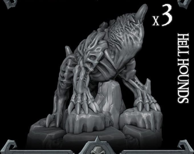 Hell Hound 3 Pack - Rocket Pig Games - Fantasy Resin Miniature