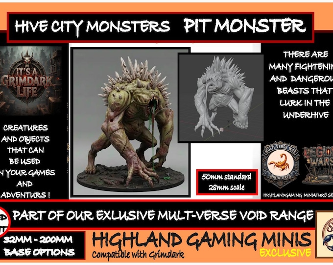 Hive City Monsters - Pit Monster - Exclusive Highland Gaming Minis Tabletop Wargaming for Grimdark Sc-fi