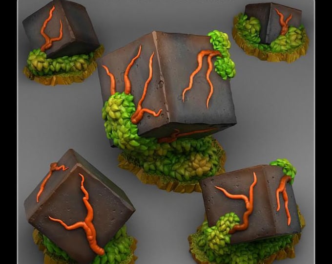 Corrupted Rocks Wargaming Terrain Objectives | Fantastic Plants and Rocks | PathFinder | Mini | Dungeons and Dragons | Fantasy | RPG