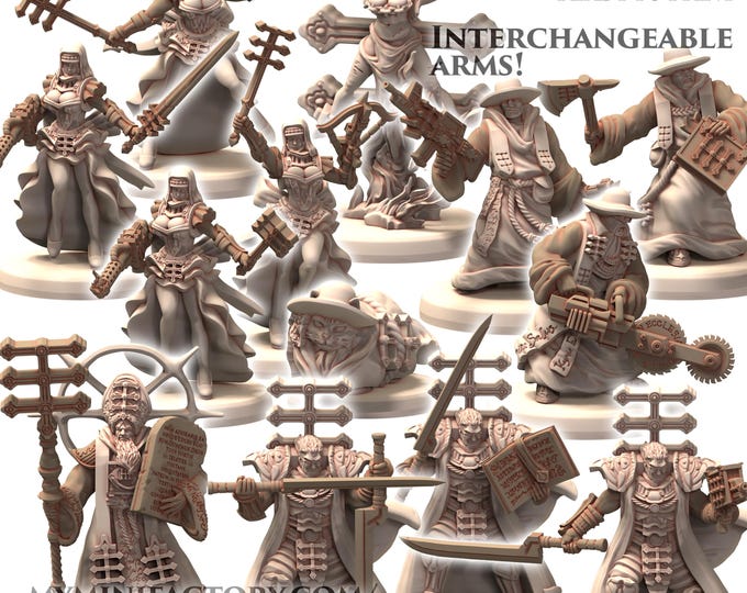 BELTHAZARK Zealots of Belthazark Fanatics Nuns Chainsaw Inquisition - Printerra - Tabletop Wargaming Miniature for Grimdark OPR Sci-fi