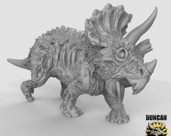 Undead Triceratops - Fantasy Miniature  - Duncan Shadow - Tabletop Wargaming for Grimdark | OPR Sci-Fi & Fantasy Resin Mini