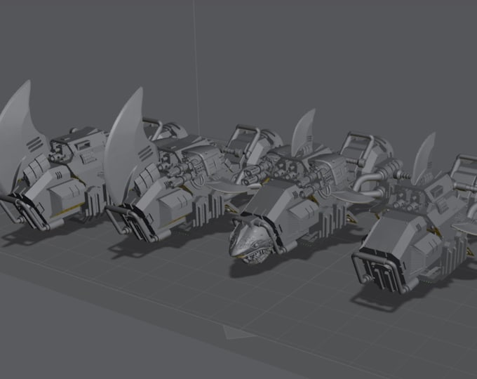 Space Sharks Bikes - no riders - Tabletop Wargaming for Grimdark | Alternative | OPR Sci-Fi mini