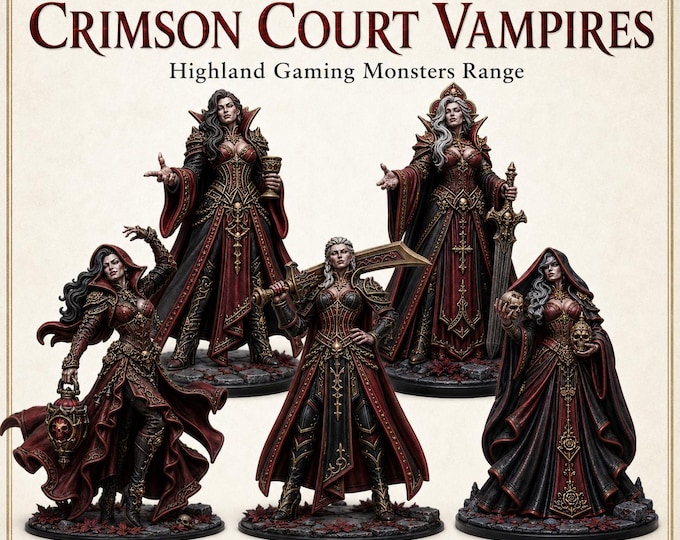 Crimson Court Vampires – Fantasy Monsters - Monsters and Fantasy Highland Gaming Minis Exclusive - Sci-Fi Resin Monster