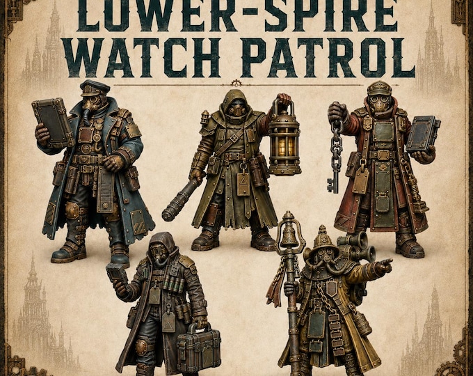 Grimdark NPCs - Lower Spire Watch Patrol – Hive NPC Characters - Highland Gaming Minis Exclusive Sci-Fi Resin Monster - DnD
