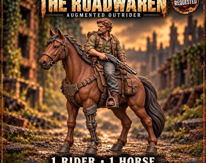 Roadwarden Augmented Outrider | Garran Mounted Survivor or Pair | 60mm Resin Miniatures | Hollow Bloom HGM