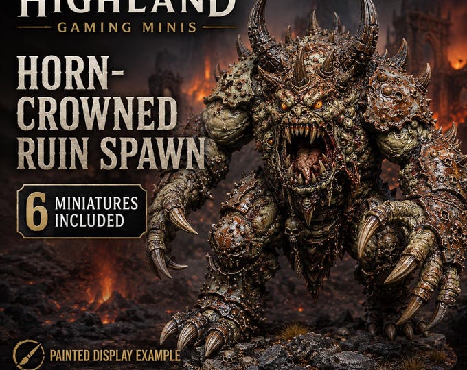 Horn-Crowned Ruin Spawn - HGM Exclusive Resin Fantasy Monster Miniatures - 6 Pieces