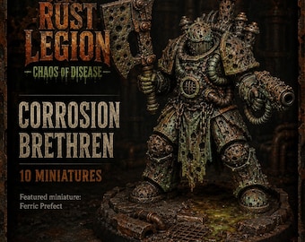 Rust Legion Corrosion Brethren | 10 Grimdark Sci-Fi Resin Miniatures | Diseased Heavy Infantry Squad | 32mm Models