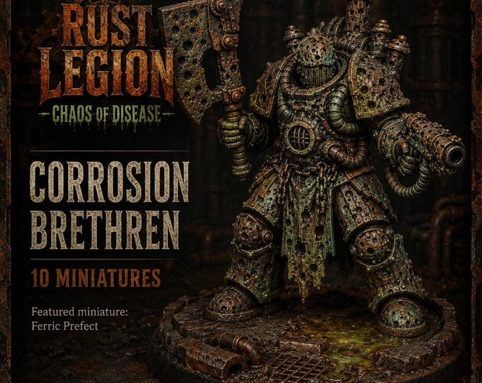 Rust Legion Corrosion Brethren | 10 Grimdark Sci-Fi Resin Miniatures | Diseased Heavy Infantry Squad | 32mm Models
