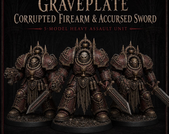 Thirstbound Graveplate Heavy Assault Unit | Corrupted Firearm & Accursed Sword | 5 Resin Miniatures | HGM Exclusive