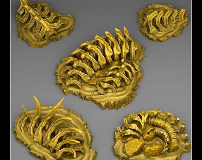 Fossilised Monster Rocks - Fantastic Plants & Rocks - Fantasy Terrain Set