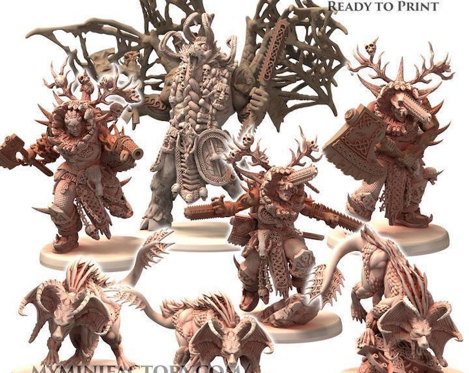 CHAOS CELTIC Hound Berserker Daemon Minis - Printerra Studios - Sci-Fi Grimdark - Resin Miniature