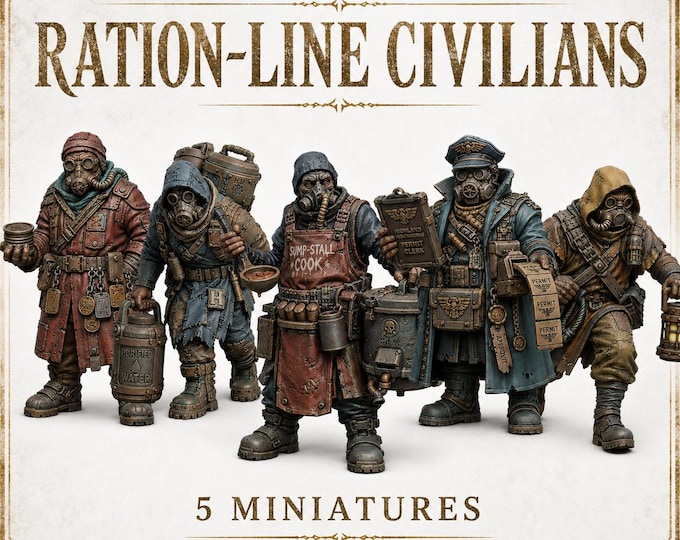 Ration Line Civilians - HGM Exclusive Resin Grimdark Hive NPC Miniatures