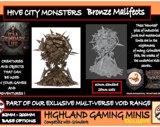 Hive City Monsters - Bronze Malifects - Exclusive Highland Gaming Minis Tabletop Wargaming for Grimdark Sc-fi