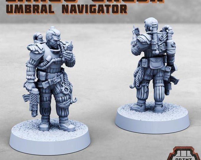 Largo Grusk - Umbral Navigator, Hellspire - Print Minis - Grimdark - Print Minis - Sci-Fi Grimdark Character Miniature